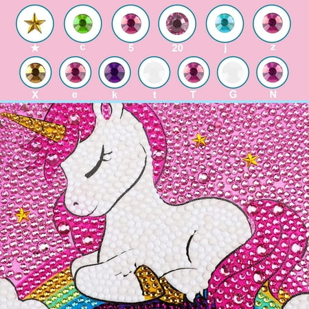TOY Life 5D Diamond Gems Kits for Kids with Wooden Frame Diamond Arts and Crafts for Kids Ages 6 8 10 12 Gem Art Painting Kit Unicorn Diamond Dots Painting Kits for Kids Art Project