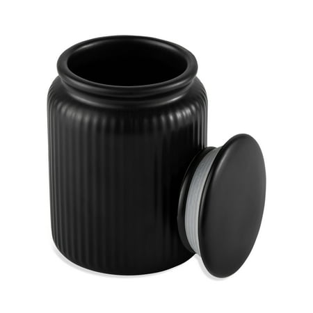 Thyme & Table Small (580mL) Ceramic Ribbed Kitchen Organization Jar, Black