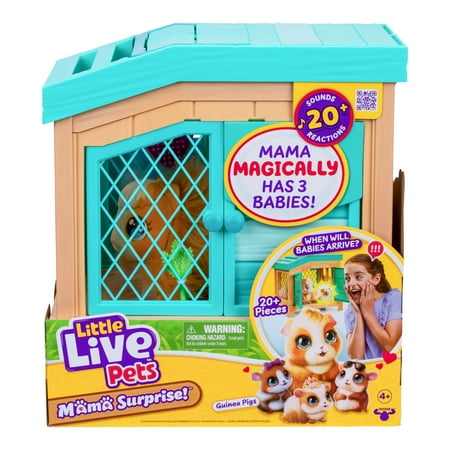 Little Live Pets, Mama Surprise, Soft, Interactive Mama Guinea Pig, 20+ Sounds & Reactions, Ages 4+, Green