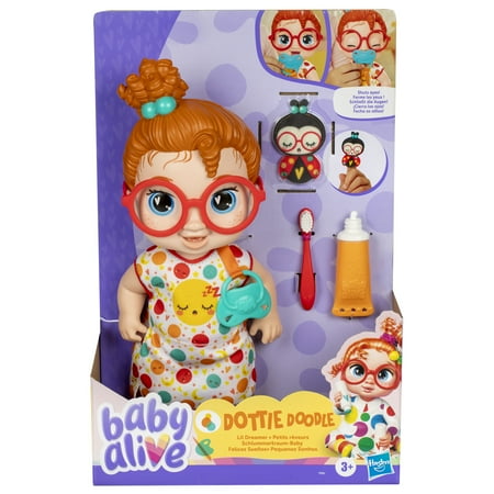 Baby Alive Lil Dreamer Dottie Doodle Red Hair Baby Doll Sleepover Toy for Girls & Boys 3+