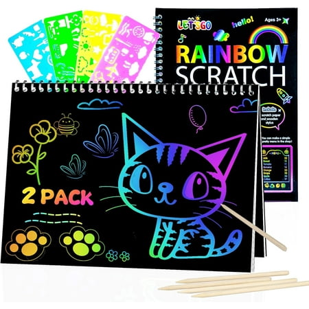OSLINE Rainbow Scratch Art for Book, Arts and Crafts for Kids Ages 3-10 Girls Boys