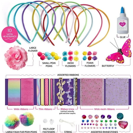 Style-Carry Girls Headband Making Kit, Arts and Crafts for Girls 4 5 6 7 Year Old, DIY Hair Accessories Toys for 8 9 10 11 12 Year Old Girl Birthday Gifts