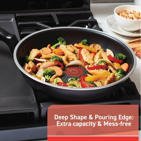 T-fal Cook & Strain Nonstick 2 Piece Fry Pan Cookware Set, 9.5 and 11 inch, Black, Dishwasher Safe