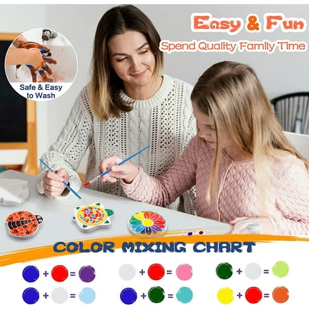 Paint Your Own Stepping Stones for Kids,5 Pack DIY Ceramic Painting Craft Kits,Arts and Crafts for Child Ages 4-8,Painting Crafts for Girls Ages 8-12,Outdoor Garden Art