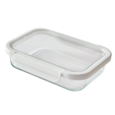 (4 pack) Better Homes & Gardens 2.3Cup Rectangle Glass Food Storage Container with Tritan Lid. Set of 2, 4 Pieces