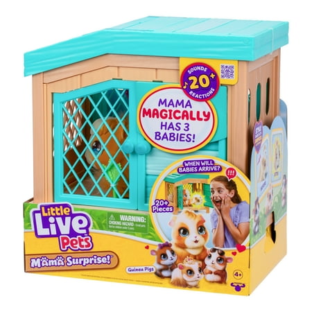 Little Live Pets, Mama Surprise, Soft, Interactive Mama Guinea Pig, 20+ Sounds & Reactions, Ages 4+, Green