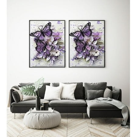 Flowers Butterfly Diamond Painting Kits for Adults Beginners 12 X 16 Inch, Yellow