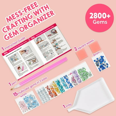 Joyfy 16 Projects Big Gem Art,5D Gem Painting Activities Kits for Kids, Diamond Arts And Crafts Gift for Girls 6-12