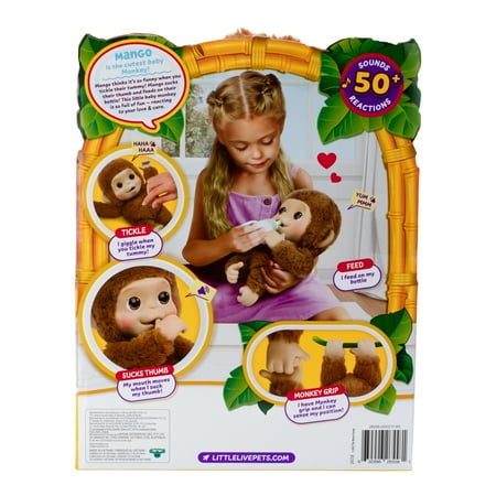 Little Live Pets My Baby Monkey Mango, 50+ Sounds and Reactions, Ages 4+
