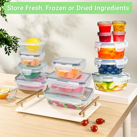 TINANA Food Storage Containers with Airtight Lids: 52 PCS Kitchen Storage Containers for Pantry Organizers and Storage, BPA-Free Meal Prep Container with Labels & Marker