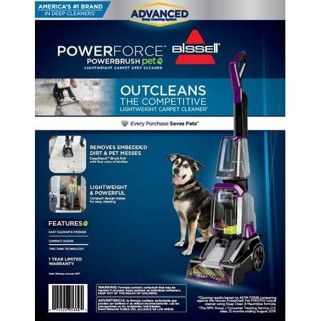BISSELL Powerforce Powerbrush Pet Lightweight Carpet Cleaner 2910 with BISSELL Advanced fresh scent trial sized formula, PowerForce? PowerBrush Pet Advanced