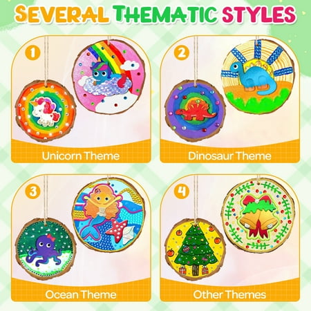 UQN Painting Kit for Kids - Glow In The Dark Wooden Slice Painting Kits - Arts & Crafts Kits Birthday Christmas Gifts for Kids Boys and Girls Ages 6-12