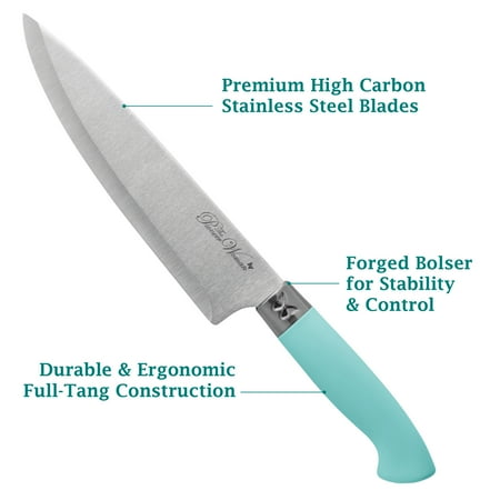 The Pioneer Woman Breezy Blossoms 11-Piece Stainless Steel Knife Block Set, Teal