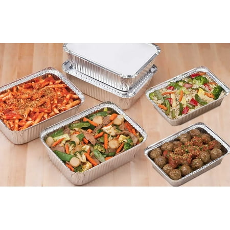 (3 pack) Mainstays Aluminum Foil Medium Takeout Pans with Folded Lids, 3 Count