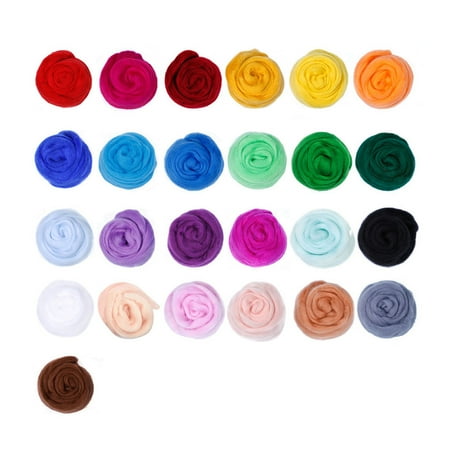 25 Colors Felt Yarn Roving Set Needle Felting Starter Kit Foam Mat Arts Crafts DIY Needle Felt Tools