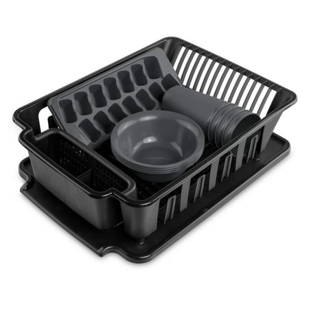 Sterilite 12 Piece Kitchen Set, Includes Sinkset, Bowls, Tumblers, Ice Cube Trays, Black