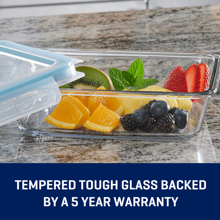 Anchor Hocking TrueLock Locking Lid Glass Food Storage Containers, 6 Cup Rectangular