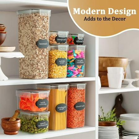 stusgo 42 Pcs Airtight Food Storage Containers Set with Lids, BPA Free Clear Pantry Canister for Kitchen and Pantry Organization,Plastic Canisters for Cereal, Dry Food and Sugar,Includes 50 Labels, 42 pcs