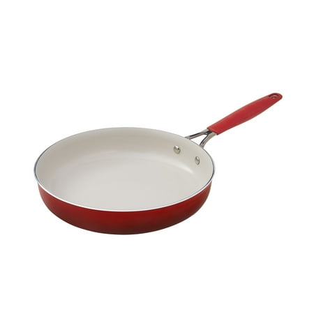 The Pioneer Woman Ceramic Classic 25 Piece Nonstick Aluminum Cookware Set, Silicone and Stainless Steel, Red