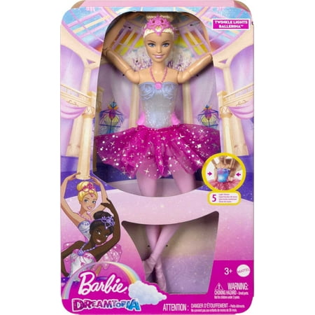 Barbie Dreamtopia Twinkle Lights Ballerina Doll, 11.7 in Blonde with Light-up Feature, Tiara & Tutu