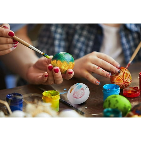 Dan&Darci Easter Egg Squishy Painting Kit - Arts and Crafts for Girls and Boys - Kids Art Activities - Craft Gift for Kids Ages 4-10 year old Girls - Decorate 6 Slow Rising White Squishies with Paint