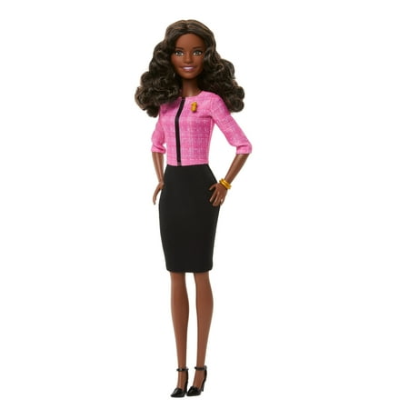 Barbie Future Leader Doll with Dark Brown Hair, 2 Golden Bracelets & Pin, Includes Sticker