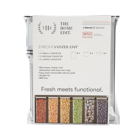 The Home Edit 3-Piece Canister Edit Food Organizer and Storage Containers, Clear