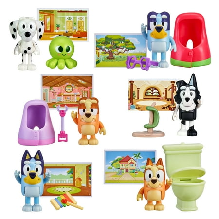 Bluey Story Starter Pack, 1 2-3" Plastic Toy Figure and Accessory, Multi-Color, Ages 3+, Styles Vary