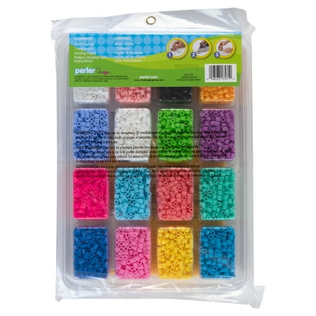 Perler 4,000 Bead Tray With Idea Book and Pegboard, Ages 6 and Up, 4003 Pieces, Kid and Adult Craft Kit