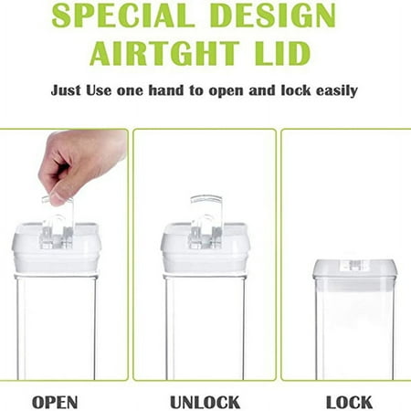 7 Pieces Airtight Food Storage Containers, BPA Free Plastic Cereal Containers with Easy Lock Lids, for Kitchen Pantry Organization and Storage, with 10 Labels and 1 Marker Pen