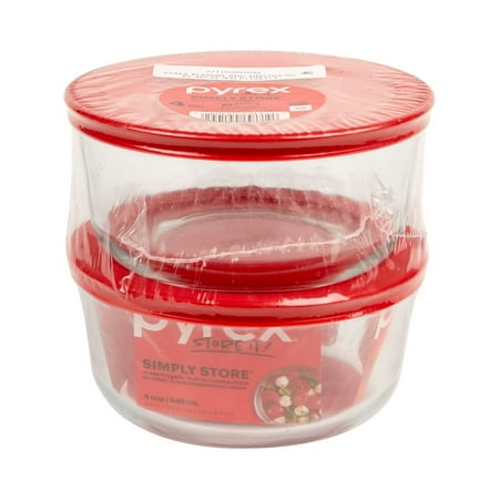 Pyrex Simply Store 4 Cup Glass Bowl Value Pack, Set of 2, 4 cup