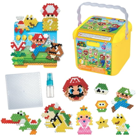 Aquabeads Super Mario Creation Cube, Complete Arts & Crafts Bead Kit for Children - over 2,500 beads & Display Stand the create Mario, Luigi, Princess Peach & more