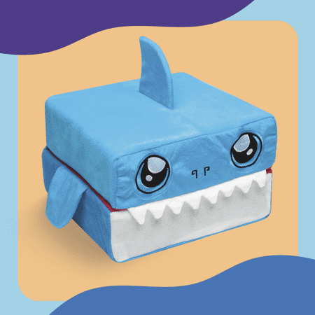 Pillow Cube Kid Cubes Shark Toddler Pillow, 2-in-1 Fun Toy & Plush Pillow for Kids Ages 3+, Blue