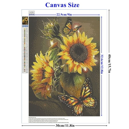 Diamond Art Kits for Adults, Butterfly Full Drill Round Diamond Art Kits for Beginners, DIY Art Craft Kits, Gifts for Friends & Family, Flowers Picture for Home Wall Decor 40*30cm.