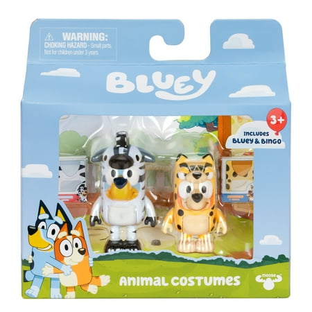 Bluey Figure Animal Costumes 2-Pack, 2.5 inch Bluey and Bingo Figures, Ages 3+, Toddler Toys