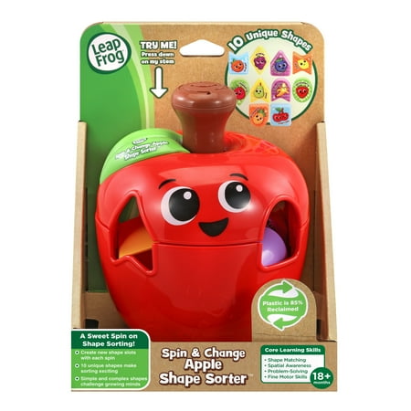LeapFrog Spin & Change Apple Shape Sorter with Accessories, Baby and Toddler Toys