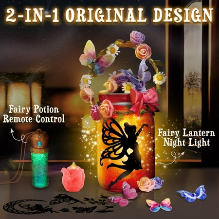 Joyfy Fairy Lantern Craft Kit, 2-in-1 Moon Lamps Arts and Crafts for Kids, Birthday Halloween Gifts for Girls Age 6 up