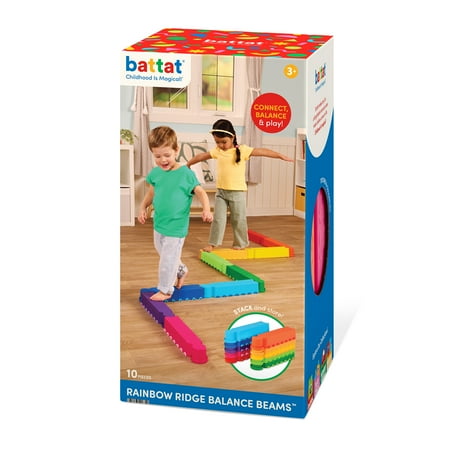 Battat Rainbow Ridge Balance Beams Active Playset with 10 Plastic Pcs, Toddler and Preschool Toys
