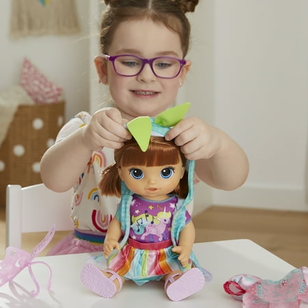 Baby Alive Magical Styles Doll, 12-Inch Toy for Kids Ages 3+, 9 Accessories, Brown Hair