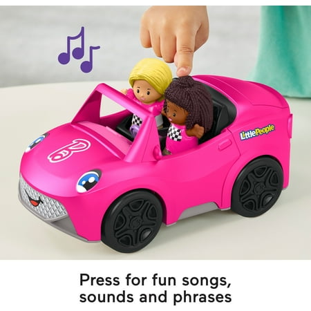 Fisher-Price Little People Barbie Convertible Toy Car with Music Sounds & 2 Figures for Toddlers
