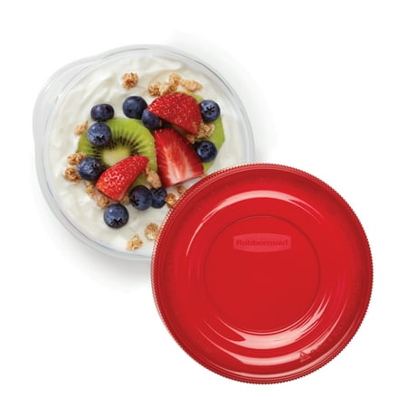 Rubbermaid TakeAlongs Twist & Seal 2.1 Cup Food Storage Containers, Red, 3 Pack