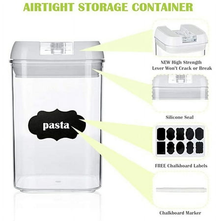7 Pieces Airtight Food Storage Containers, BPA Free Plastic Cereal Containers with Easy Lock Lids, for Kitchen Pantry Organization and Storage, with 10 Labels and 1 Marker Pen