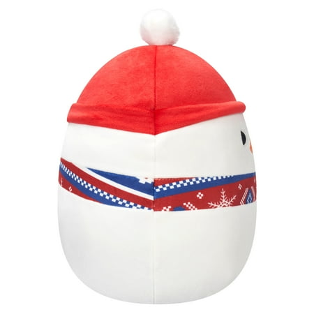 Squishmallows Official 12 inch Manny the Snowman with Red Hat and Scarf - Child's Ultra Soft Plush Toy