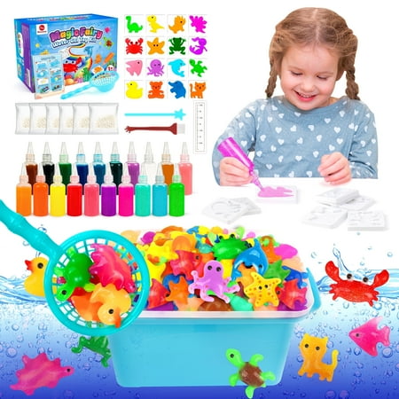 Mocoosy 20 Colors Magic Fairy Water Gel Toy Kit for Kids, Aqua Elf Water Gel Kit with 20 Magic Gels & 16 Squishy Maker Molds, Magical Squishy Paint Set Art Crafts STEM Game Activities for Boys Girls