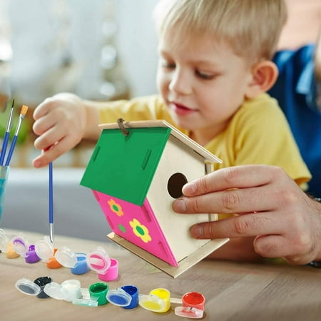 2Pack Arts and Crafts Kit for Kids, Build and Painting Wood Birdhouse Toys for Girls Boys 5 6 7 8 Years