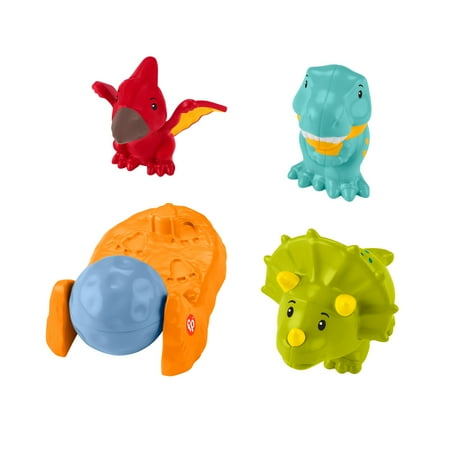 Fisher-Price Little People Friendly Dinosaur Figure Pack Toddler Toy, 4 Pieces for Pretend Play