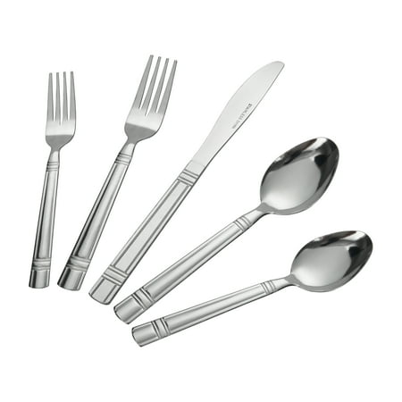 Mainstays 49 Piece Elena Stainless Steel Flatware and Organizer Tray Value Set Silver, Service for 8