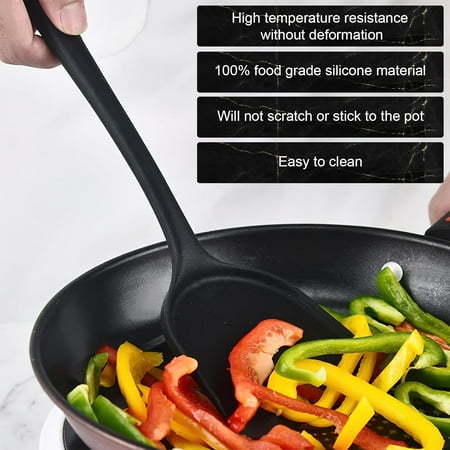 18PCS Silicone Cooking Utensils Set - 446?F Heat Resistant Kitchen Utensils,Turner Tongs,Spatula,Spoon,Brush,Whisk,Kitchen Utensil Gadgets Tools Set for Nonstick Cookware,Dishwasher Safe - Black, Black