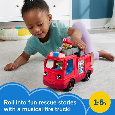 Fisher-Price Little People Fire Truck Musical Toddler Toy with Lights Sounds & 2 Figures
