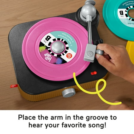 Fisher-Price Rockin? Record Player Musical Toy with Turntable & 5 Records for Toddler Pretend Play